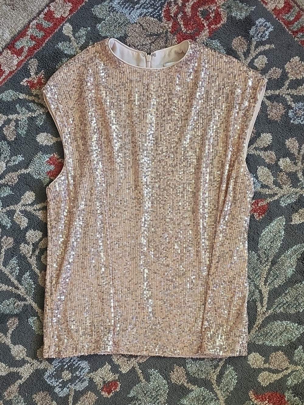 Calvin Klein Sleeveless Sequin Shell Top - Champagne